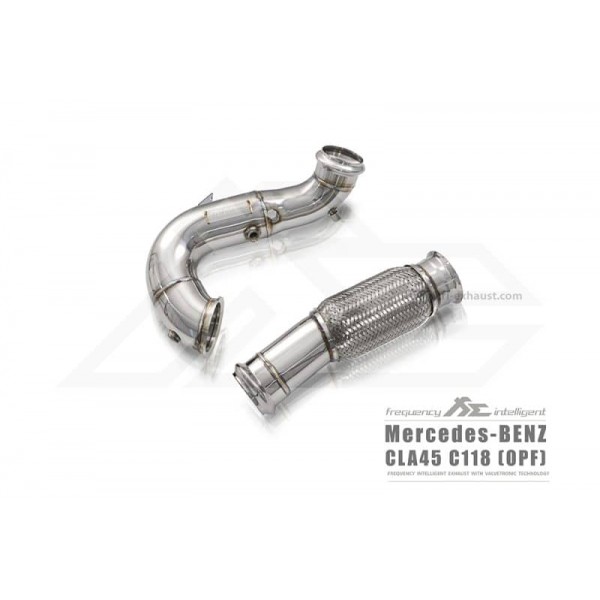 Downpipe + Suppression Catalyseurs inox Fi EXHAUST Mercedes CLA45 + CLA45S AMG (C118) (2019+) Downpipe + Suppression Catalyseurs inox Fi EXHAUST Mercedes CLA45 + CLA45S AMG (C118) (2019+)