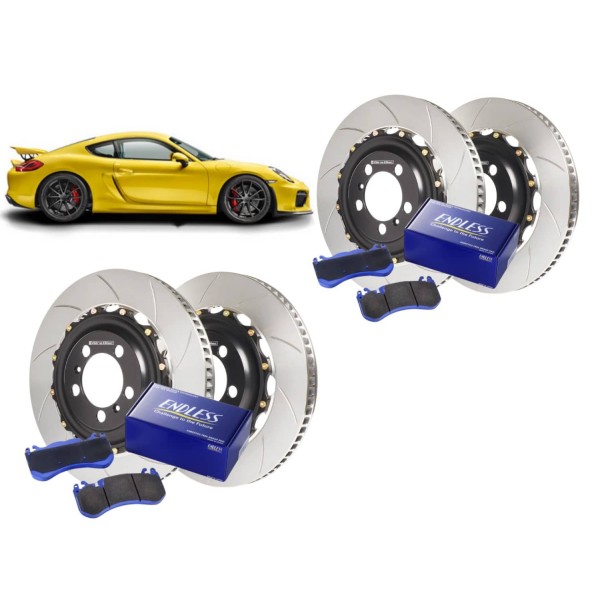 Kit conversion Acier Disques / Plaquettes de freins GIRODISC/ENDLESS pour PORSCHE 981 Cayman GT4 (Origine Céramique)
