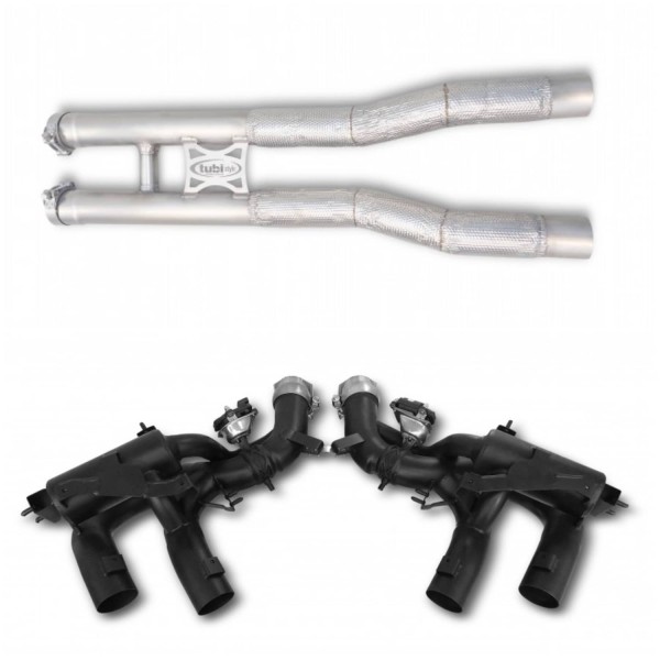 Silencieux à valves + H-Pipe d'échappement inox TUBI STYLE pour FERRARI PUROSANGUE Silencieux à valves + H-Pipe d'échappement inox TUBI STYLE pour FERRARI PUROSANGUE