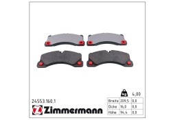 Plaquettes de freins Avant ZIMMERMANN pour PORSCHE CAYENNE 958 TURBO 500Ch (390mm)(2010-2014)