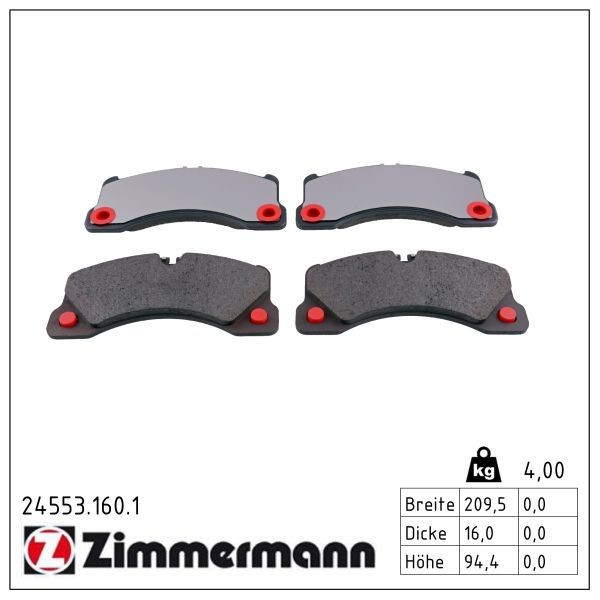 Plaquettes de freins Avant ZIMMERMANN pour PORSCHE CAYENNE 958 TURBO 500Ch (390mm)(2010-2014) Plaquettes de freins Avant ZIMMERMANN pour PORSCHE CAYENNE 958 TURBO 500Ch (390mm)(2010-2014)