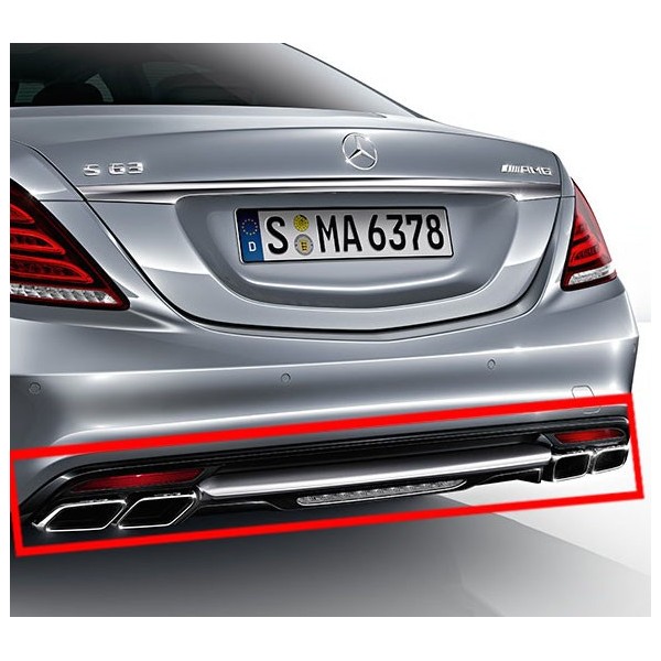 Diffuseur arrière avec sorties d'echappement AMG pour Mercedes Classe S (W222) Pack AMG