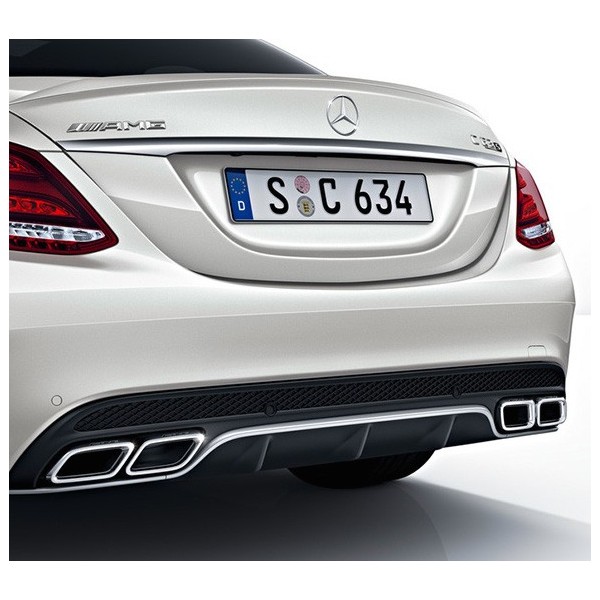 Diffuseur arrière + embouts échappements C63 AMG pour Mercedes Classe C (W205) Pack AMG