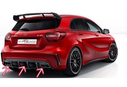 Diffuseur de pare-chocs arrière + embouts échappements A45 AMG pour Mercedes Classe A (W176) Pack AMG (06/2015-)