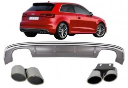 Diffuseur + Embouts look S3 8V pour Audi A3 8V Coupé & SportBack (2012-2015)(Non S-LIne)