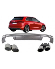 Diffuseur + Embouts look S3 8V pour Audi A3 8V Coupé & SportBack (2012-2015)(Non S-LIne)