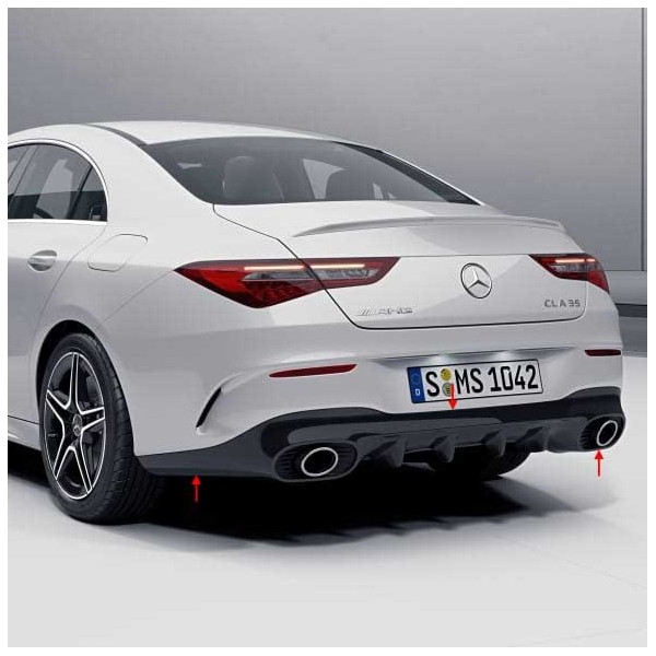 Diffuseur arrière + embouts échappements CLA35 AMG pour Mercedes CLA (C/X118) Pack AMG  (2019+)