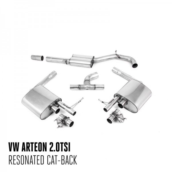 Ligne d'échappement Cat/Fap-Back à valves MILLTEK VW Arteon 2.0 TSI 280Ch 4Motion avec/sans FAP (2017-2019)(2019+)(Homologuée)