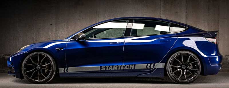 Tesla model 3 équipée de jantes startech monostar m 20 pouces